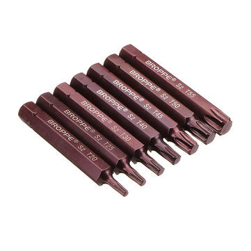 Broppe 7pcs T20-55 75mm Magnetic Torx Screwdriver Bit 10mm Hex Shank for Impact Screwdriver