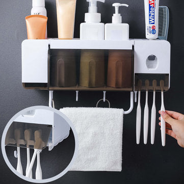 Toothbrush Holder Wall Mount Sucker Bathroom Suction Cup Set Rack Stick Firmly