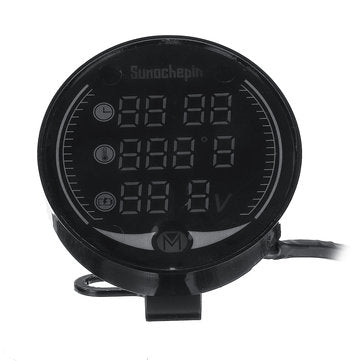 9V-24V 5-in-1 LED Night Vision USB Charger Voltage Meter Timer Temperature Display Table For Motorcy