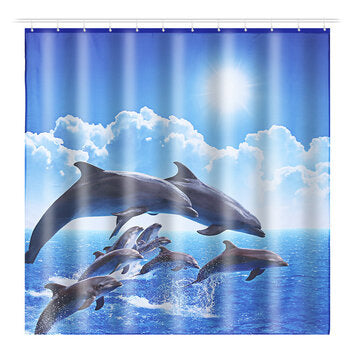 Shower Curtain Bath Pad Pedestal Rug Lid Toilet Cover Art Fashion Dolphin (TYPE2: TYPB)