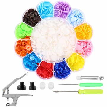 1000PCS 200 Sets T5 Plastic Snaps Fastener Buttons Snap Pliers Press Stud Kit