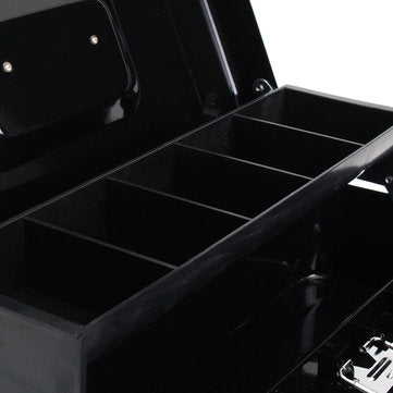 Lockable Cash Coin Box Tiered Tray Portable Money Drawer Holder Security Storage Box