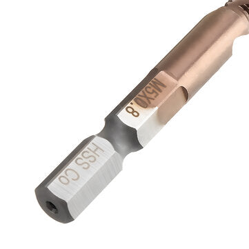 Drillpro 6Pcs M3-M10 M35 Cobalt Plating HSS Hex Shank Spiral Groove Drill Tap Bit Set Co-HSS Metal T