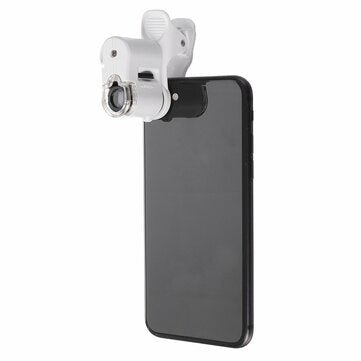 60X Magnifying Phone Mini Clip Microscope LED UV Lights Magnifier Science Toys