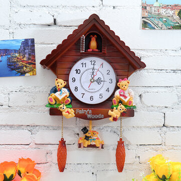 Antique Wooden Cuckoo Wall Clock Bird Time Bell Swing Alarm Watch Wall Home Decor