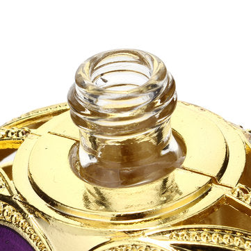 Vintage Empty Crystal Metal Purple Heart Perfume Bottle Filler Glass Collectible Gifts