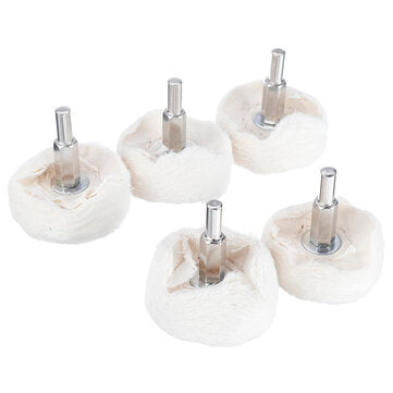 5Pcs 6mm Shank Cotton Dome Polishing Buffing Wheel Drill Brush For Abrasive T-shaped White Cloth Mir