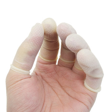 100Pcs White Anti Slip Latex Finger Cot Rubber Fingertip Durable Protective Finger Gloves (SIZE: L)