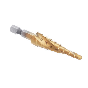 Drillpro HSS 4-12mm Spiral Grooved Step Drill Bit Titanium Coated Step Cone Drill Bit
