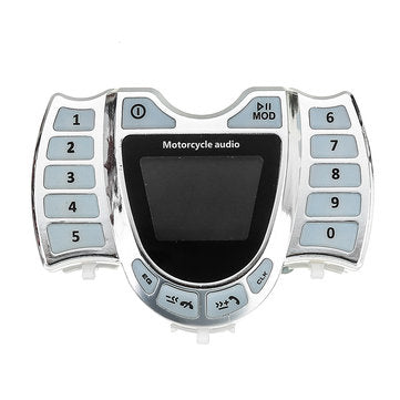 Waterproof Motorcycle LED bluetooth Handlebar Audio Alarm System LCD Clock Display FM Radio USB Ster