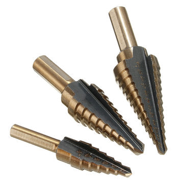 3pcs HSS Nitrogen Step Drill Bit Set 3/16-1/2 1/4-3/4 3/16-7/8