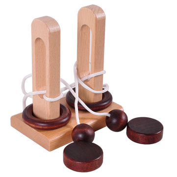 Classical Wooden Educational Toys Unlock the Unlocking Loop Kongming Lock for Kids