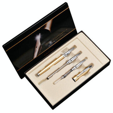 HERO 7006 Fountain Pen Metal Gift Box Set With Three Pens For Business Office Stud... (COLOR.: GREY)