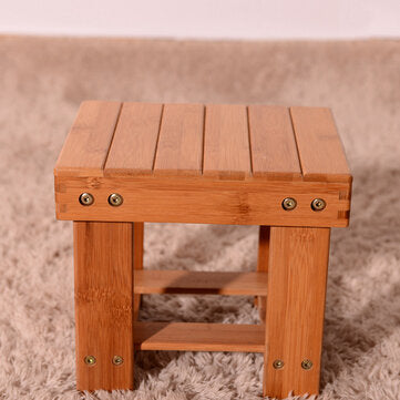 Bamboo Stool Wooden Square Stool Small Children Chair Bathroom Stool for Home Living Room Bedroom Ba