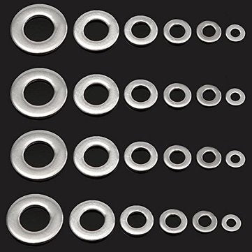 Suleve MXSW4 105Pcs Stainless Steel Gasket O Type Flat Gasket Washer Set m3/4/5/6/8/10