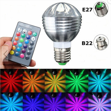 3W/10W RGB Colorful Bulb E27 B22 Remote Control Lamp AC85-265V (POWER: 10W | BASE: B22)