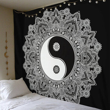 YingYang Mandala Tapestry Wall Hanging Indian Hippie Tapestry Mulit-functional Picnic Mat Bath Cloth