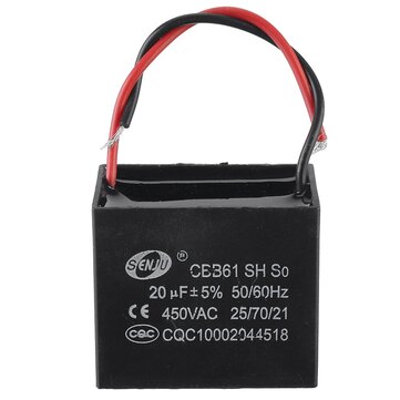 CBB61 5Pcs 20UF Starting Capacitance 450V AC Fan Capacitor CBB Motor Run Capacitor