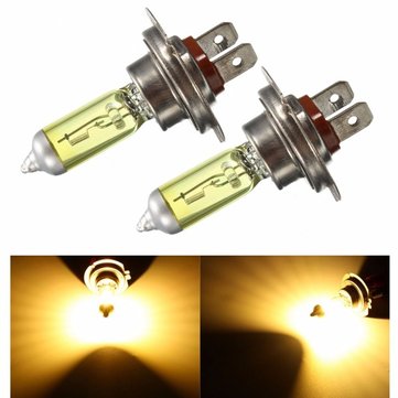 Pair 55W 12V H7 Amber Xenon Headlight High Beam Halogen Light Lamp Bulbs