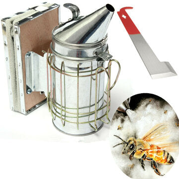 Stainless Steel Bee Hive Smoker Large Beekeeping Equipment With Hanging Hook