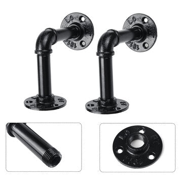 Pipe Shelf Brackets Wall Mounted Metal Pipe Brackets Industrial Black Shelf Vintage for Wall Mounted
