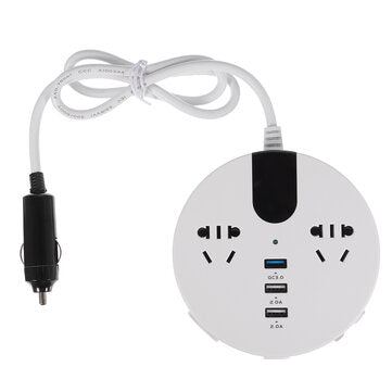 500W DC 12/24V To AC 110V/220V Car Power Inverter LCD QC3.0 Fast Charging (COLOR.: WHITE)