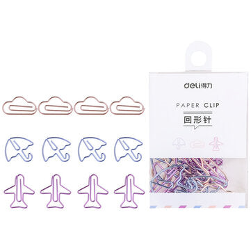 Deli 0055 12PCS Paper Clips Special Shape Notes Smooth Paper Clips DIY Bookmark Stationery Student M