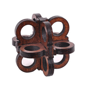 Wooden Intelligence Toys Kong Ming Lock Glasses Lock Puzzle 3D Brain Teaser Puzzle for Kids Children