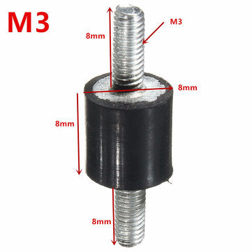 Machifit 4pcs M3 8x8mm Rubber Mounts Double Ends Screw Anti Vibration Mount Rubber Shock Absorber