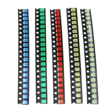 100Pcs 5 Colors 20 Each 1210 LED Diode Assortment SMD LED Diode Kit Green/RED/White/Blue/Yellow
