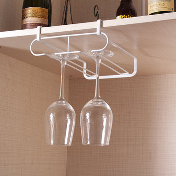 White Metal Fresh Bar Champagne Wine Glass Holder Rack Storage Cabinet Hanging
