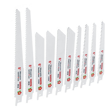 10Pcs/Set HCS Reciprocating Saw Blade 6/8 Inch Wood Metal Tube Cutting Blades