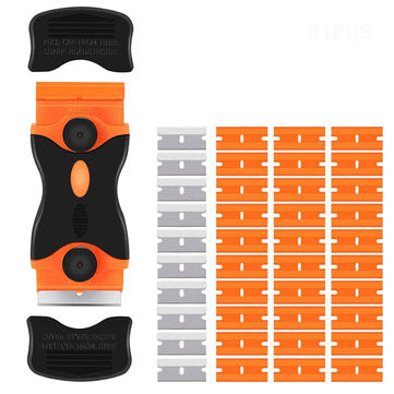 Double Edge Razor Blade Scraper Set with 30pcs Replacement Scraper Blades Scraper Cleaning Tool for