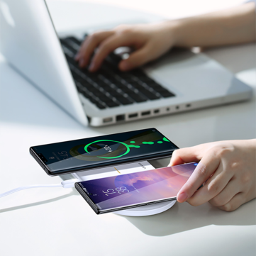 USAMS US-CD120 Dual 10W Power Qi Wireless Charger Phone Charger Earphone Charger for Qi-enable Smart