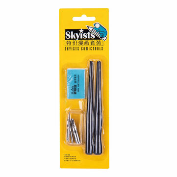 Xingainian Cartoon Comic Dip In Ink Pen Set Shaft Nib Eraser Set Comic Calligraphy Pen Multi School