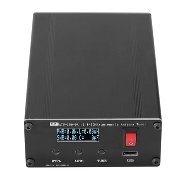 ATU100 1.8-55Mhz Automatic Shortwave Antenna Tuner USB Type-C Rechargeable with 0.96inch OLED Displa