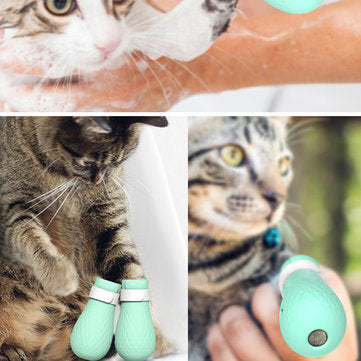4pcs/set Anti-Scratch Cat Foot Shoes Silicone Pet Grooming Claws Cover