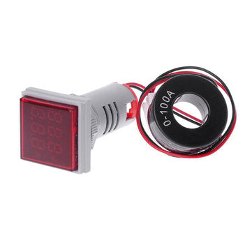 5pcs Red Light AC 60-500V 0-100A D18 Square LED Digital Dual Display Voltmeter Ammeter Voltage Gauge