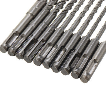 10Pcs 4-14mm Masonry Drill Bits Double SDS Plus Slot Electric Hammer Drill Bits Set 160mm Metal HSS