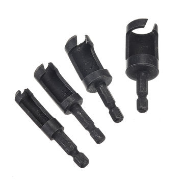 Drillpro 4pcs 6/10/13/16mm Hex Shank Woodworking Tenon Plug Hole Cutter Drill Bit Set