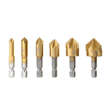 Drillpro 25pcs Woodworking Chamfer Countersink Drill Bit Set Step Drill Bits 5 Flute 90 Degree Count