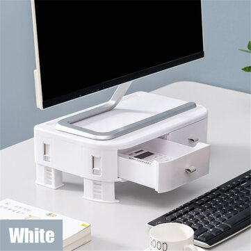Computer Monitor Riser Height Adjustable Desktop LED LCD Monitor Support Stand Hol... (COLOR: WHITE)