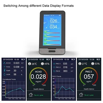 WIFI PM2.5 PM1.0 PM10 Temperature Humidity Air Quality Monitor 4.3 Inch LED Display Intelligent CO2