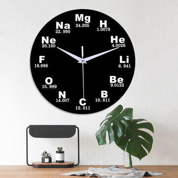 Emoyo ECY028 Creative Chemical Element Table Wall Clock 3D Wall Clock For Home Of... (COLOR1: BLACK)