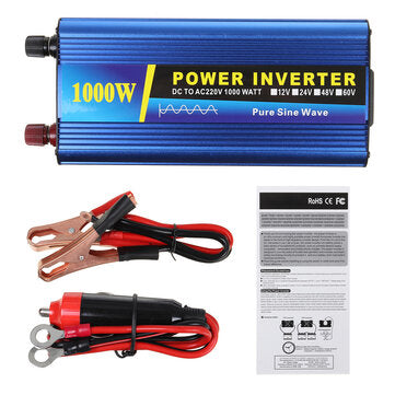 1000W Power Inverter DC 12/24/48V to AC 220V Car Sine Wave Converter (VOLTAGE: 12V)