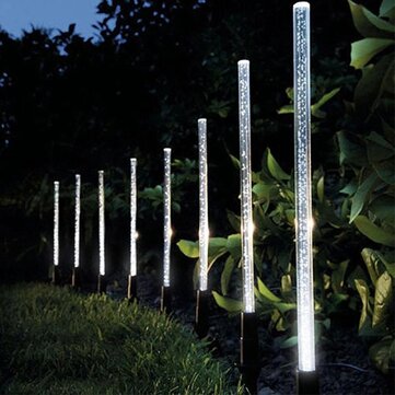 Solar Garden Lights Outdoor 8 Pcs LED Solar Tube Lights Acrylic Bubble Light Waterproof RGB Color Ch