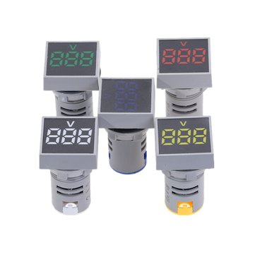 3pcs Green 22MM AC 60-500V Voltmeter Square Panel LED Digital Voltage Meter Indicator Light