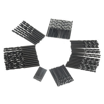 Drillpro 100pcs 1/2/3/4/5mm Twist Drill Bits Set HSS Straight Shank Black Coated Woodworking Drill B