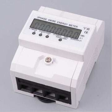 XTM024 Din Rail 3 Phase 4 Wire Electronic Watt Power Consumption Energy Meter Wattmeter 5-80A 380V A