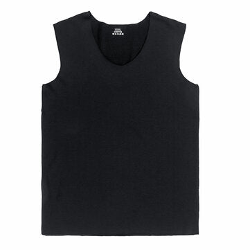 Men Winter Black Thermal Underclothes Warm Singlet Underwear Sleeveless Waistcoat Top (SIZE: L)